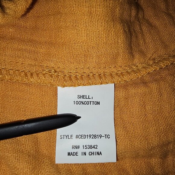 CODE X MODE Embroidered Tiered Dress Mustard Tie Bow Boho Shift CODEXMODE Medium - Picture 9 of 11